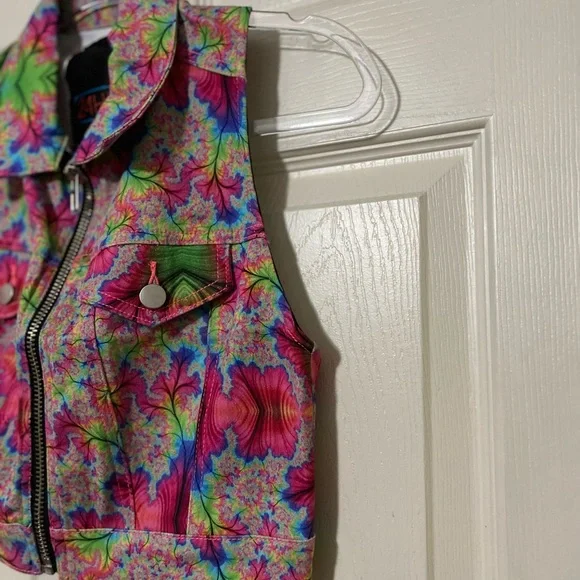 NWOT Dolls Kill | 24HRS | Denim Zip Up Vest Top | S - Picture 7 of 10